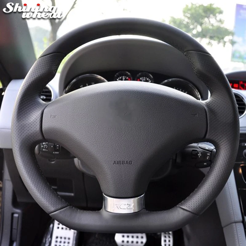 

BANNIS Black Genuine Leather Car Steering Wheel Cover for Peugeot rcz 2011-2014