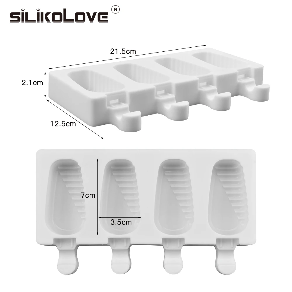 SILIKOLOVE 4 полости силиконовые формы для мороженого эскимо формы с Деревянными Палочками бесплатно