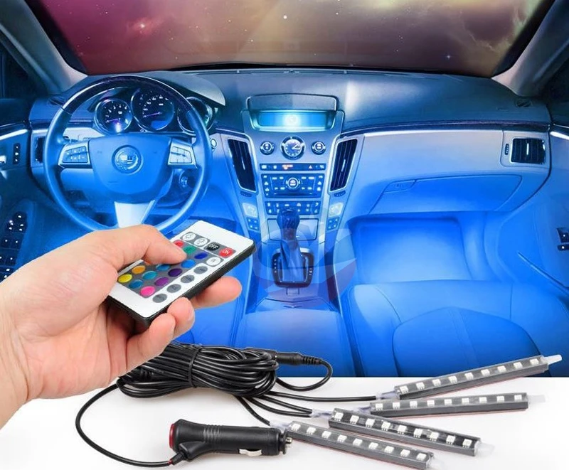 Бесплатная доставка один комплект 4 Шт. LED RGB Автомобиля Стайлинг декоративные