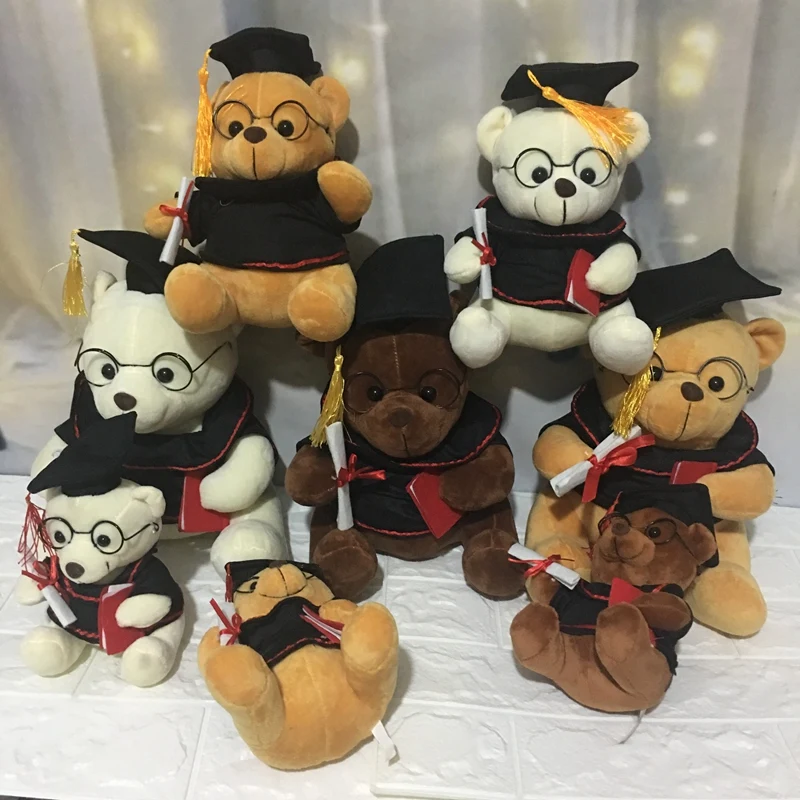 1pc 18cm Cute Graduate Dr. Bear Plush Toy Stuffed Teddy Bear kawaii Toys for Kid Funny Graduation Gift for baby Home Decorate