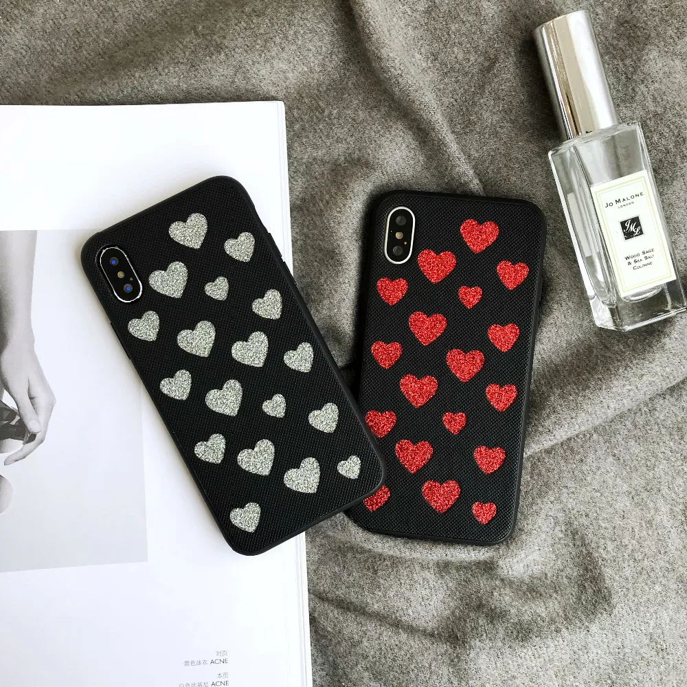 Phone Case Fashion Frosted Lovers Glitter Cover for iPhone X 6 6s 7 8 plus Anti-knock case |