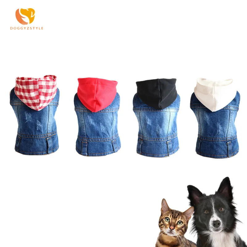 DOGGYZSTYLE/новая джинсовая одежда для домашних животных куртка с капюшоном собак