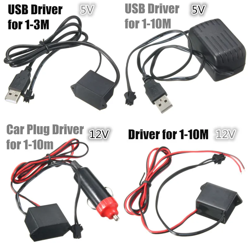 DC 12V Driver Controller For 1-10M LED Strip Light Black Red El Wire Glow Flexible Neon Decor Car Party Decoration | Освещение