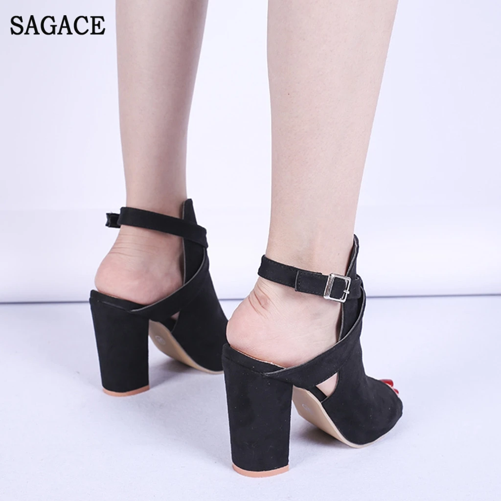 SAGACE на очень высоком каблуке Женские туфли с открытым носком квадратном женские