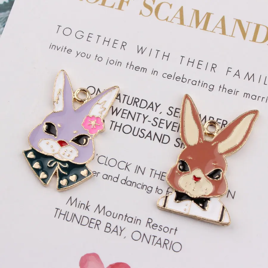 10Pcs/lot Kawaii Cartoon Rabbit Zinc alloy Pendant Character Free Shipping Necklace Charms Fashion Jewelry DIY | Украшения и