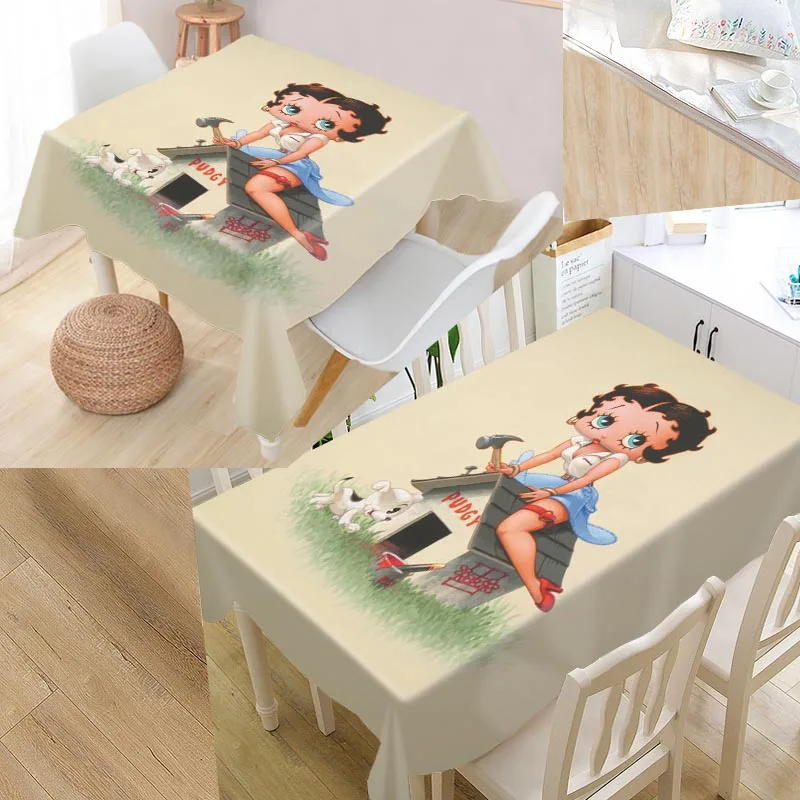 Пользовательские Betty Boop мультфильмы скатерти Оксфорд ткань прямоугольный водонепроницаемый маслонепроницаемый скатерти семья вечерние скатерти - Цвет: 5