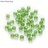 50 piece light green ab color crystal glass rondelle quartz faceted beads jewelry findings 4 8mm