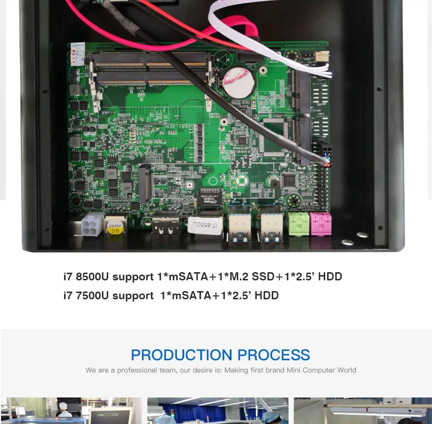 Горячая 8-го поколения безвентиляторный мини ПК Intel Core i7 8550U DDR4 Windows Linux HTPC ТВ коробка Core i7 7500U UHD 4K микро настольный компьютер