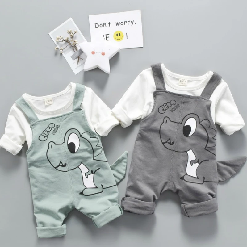 Children's Clothing 2019 Star Costume Generation Dinosaur Bib Cotton Long-sleeved Fashion Boy | Детская одежда и обувь
