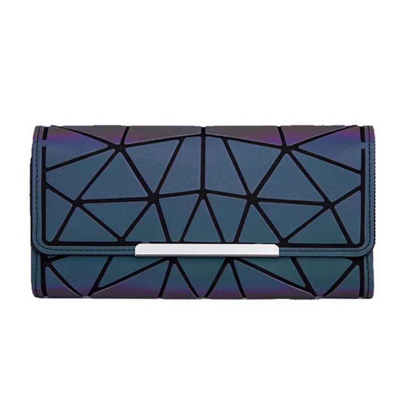 aliwood Famous Brand Women Wallets Money Clip Luminous Tri-fold Geometry Long Purse Noctilucent Female Clutch Phone Bag Carteira