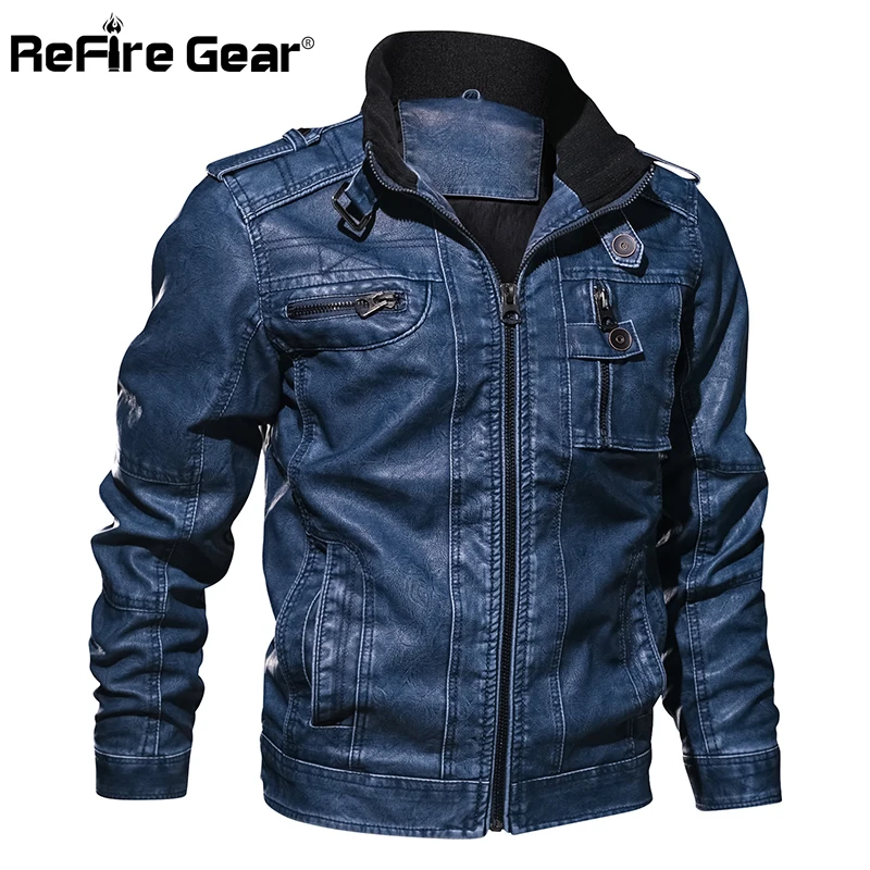 Куртка ReFire Gear мужская из искусственной кожи мотоциклетная байкерская куртка
