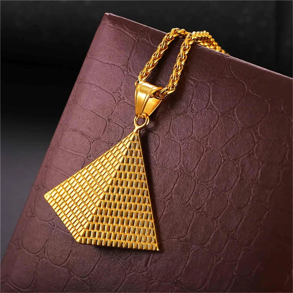 Египетской пирамидой ожерелье для мужчин 316L нержавеющая сталь пшеницы цепи