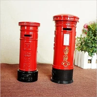 retro london metal mailbox crafts piggy bank home decoration alloy postal box money box money coin bank kids gift