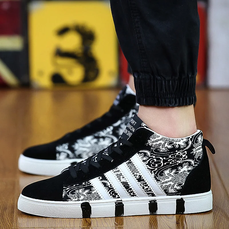Черный белый цвет для мужчин s туфли без каблуков дышащая zapatillas hombre высокие