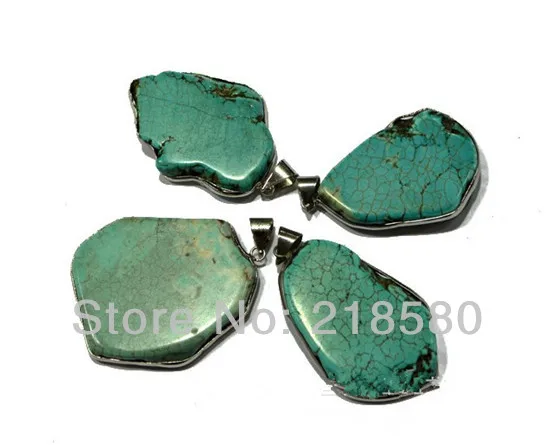 

H-SP11 10pcs Silver Bezel Howlite Slab Stone Pendant approx 40mm-50mm