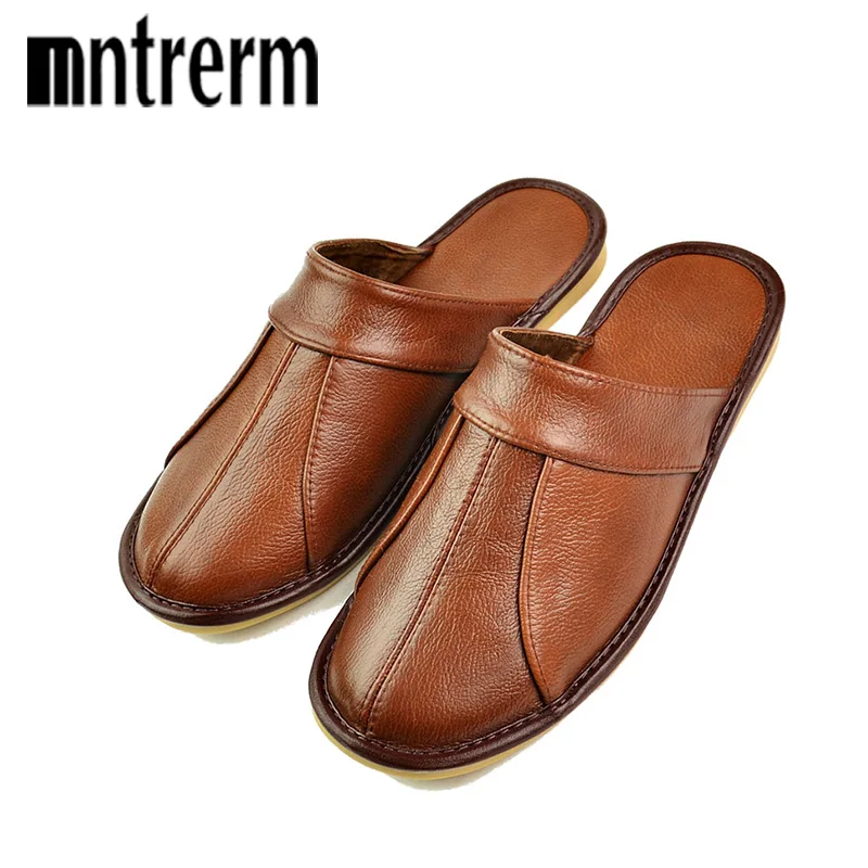 Фото Шлепанцы мужские Mntrerm, черные, коричневые, из 100% коровьей кожи, ручной работы, на весну №2