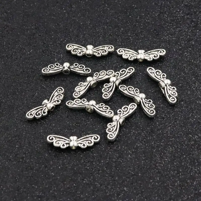 50Pcs Width 21MM Hole 1.8mm Butterfly SilverColor Gold Metal Beads For Jewelry Finding Handmade DIY Accessories | Украшения и