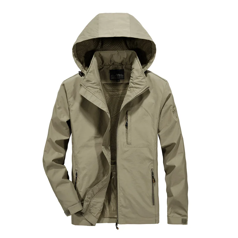 Khaki Refire gear мужская Тонкая куртка с капюшоном Военная тактическая куртка весна осень Повседневная легкая ветровка модная верхняя одежда пальто - Цвет: Khaki