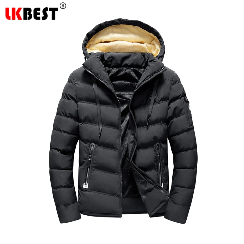 Мужская зимняя куртка с капюшоном LKBEST зеленая Толстая парка Повседневная теплая