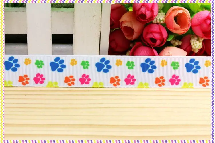 Новинка 7/8 дюйма бесплатная доставка корсажная лента с принтом собачья лапа