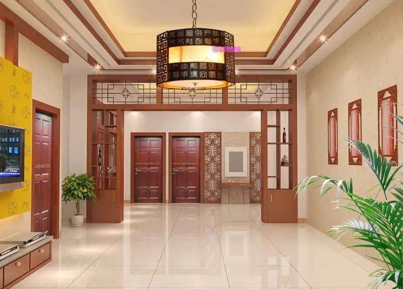 New Chinese chandelier pendant lamps living room dining creative sheepskin Wooden lamp aisle balcony |