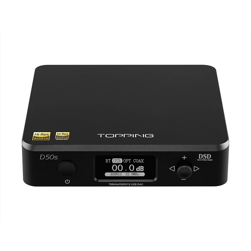 Черный Топпинг D50S USB ЦАП двойной ES9038Q2M Bluetooth 5,0 HiFi аудио Настольный декодер Hi-res PCM 32 бит/768 k DSD512 LDAC/AAC/SBC/aptX - Цвет: Черный