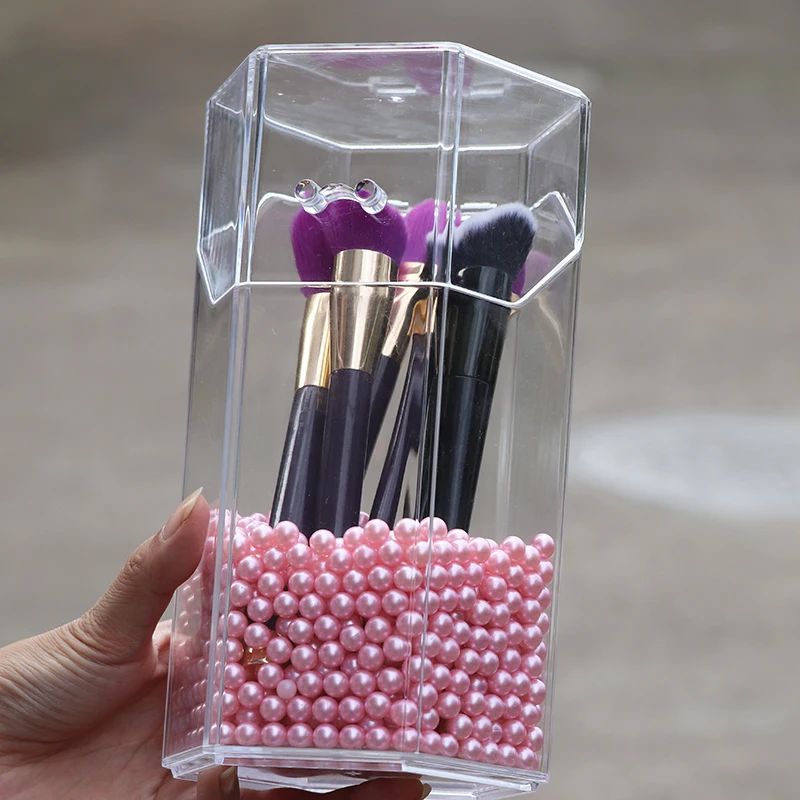 New Clear Makeup Pearls Box Cosmetic Storage Box Makeup Brushes Organizer Pencil Lipstick Holder Makeup Tools Organizer Case