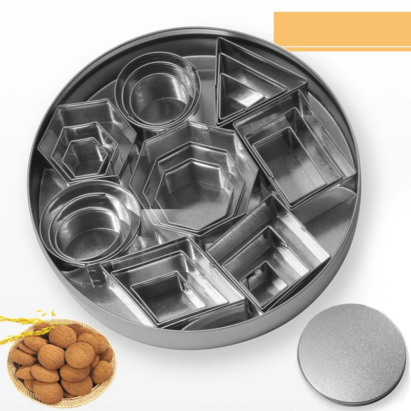24pcs/set Stainless Steel Cookie Cutter Mold Round Square Geometric Shapes Pastry Biscuit Fondant DIY Cake Decorating Tools|Инструменты