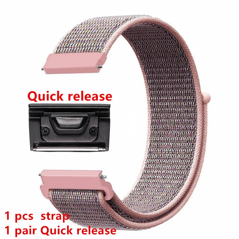 Quick release Pink 26 мм 22 мм Быстрый выпуск нейлон velcro ремешок для Garmin Fenix 3/Fenix 3 HR/Fenix 5 5X forerunner 935 ремешок для наручных часов - Цвет: Quick release Pink