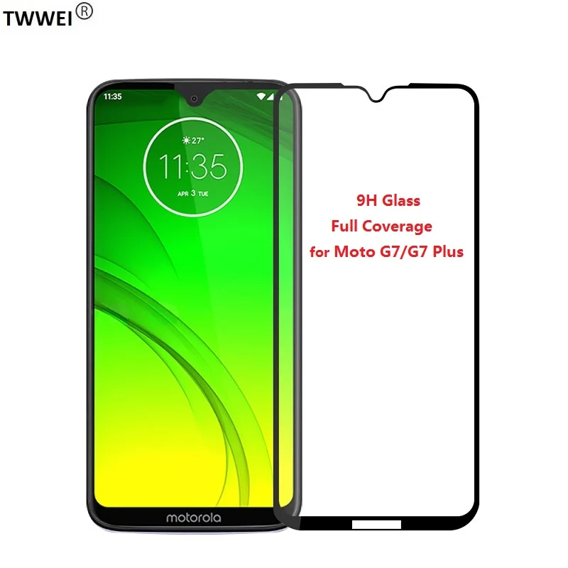 Закаленное стекло с полным покрытием для Motorola Moto G7 Plus Защитное защитная пленка из