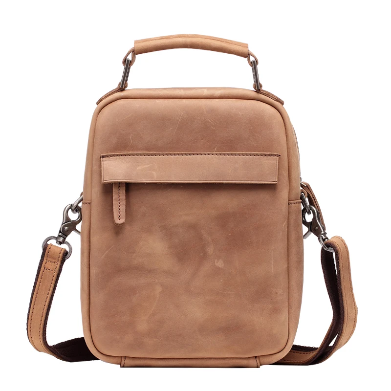 MS Европейский Стиль Мужская винтажная сумка-мессенджер из кожи Crazy Horse на молнии