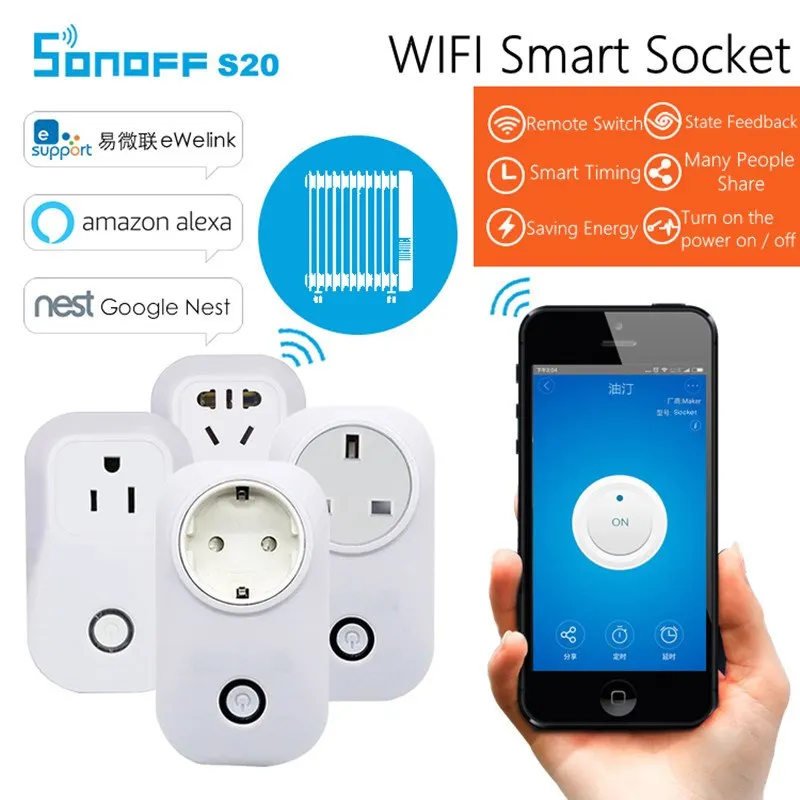 Умная розетка S20 CN с поддержкой Android/IOS Wi Fi штепсельная вилка стандарта EU/US/UK 2200 Вт 10