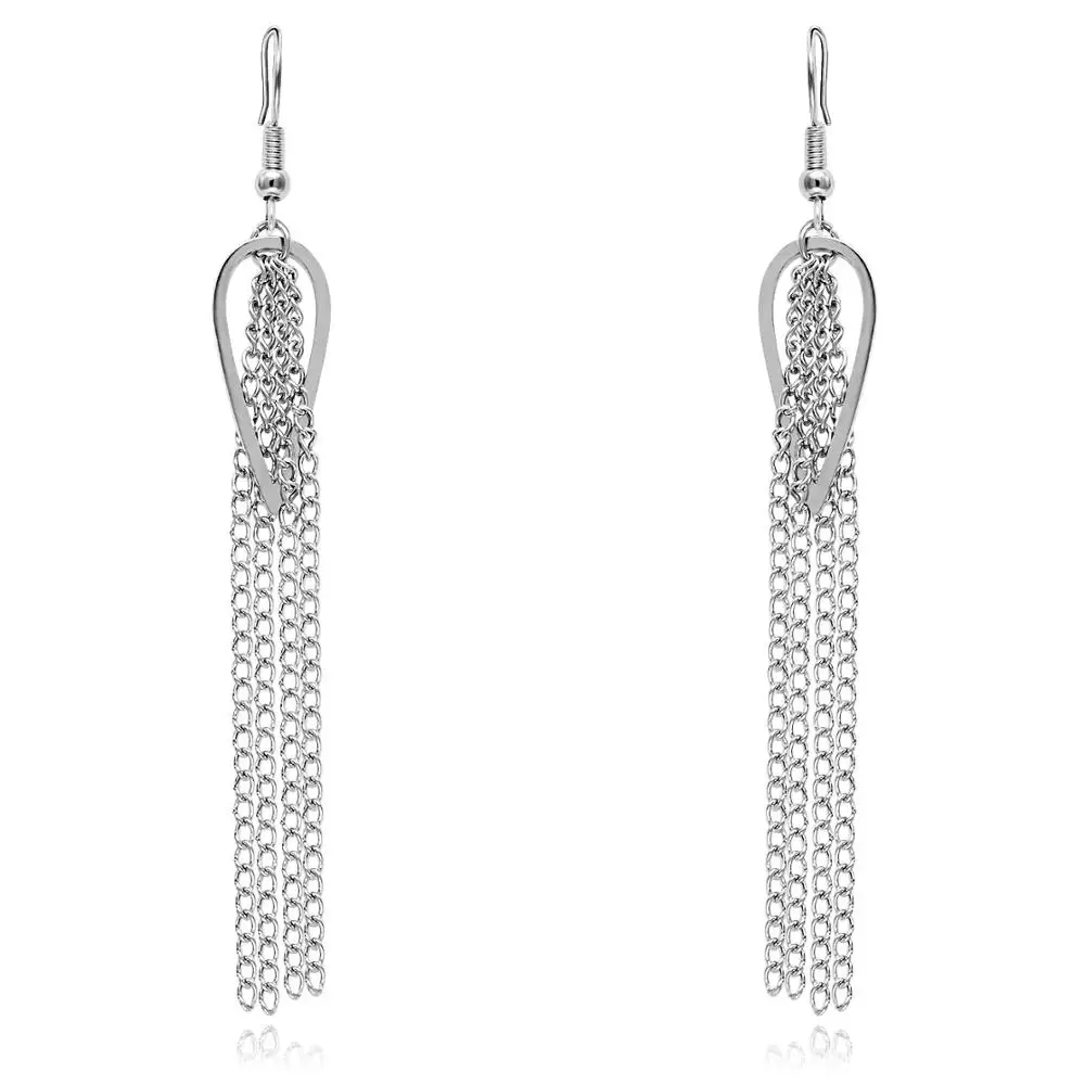 Индивидуальные Длинные бахрома из цепочек серьги нержавеющей стали на цепочке