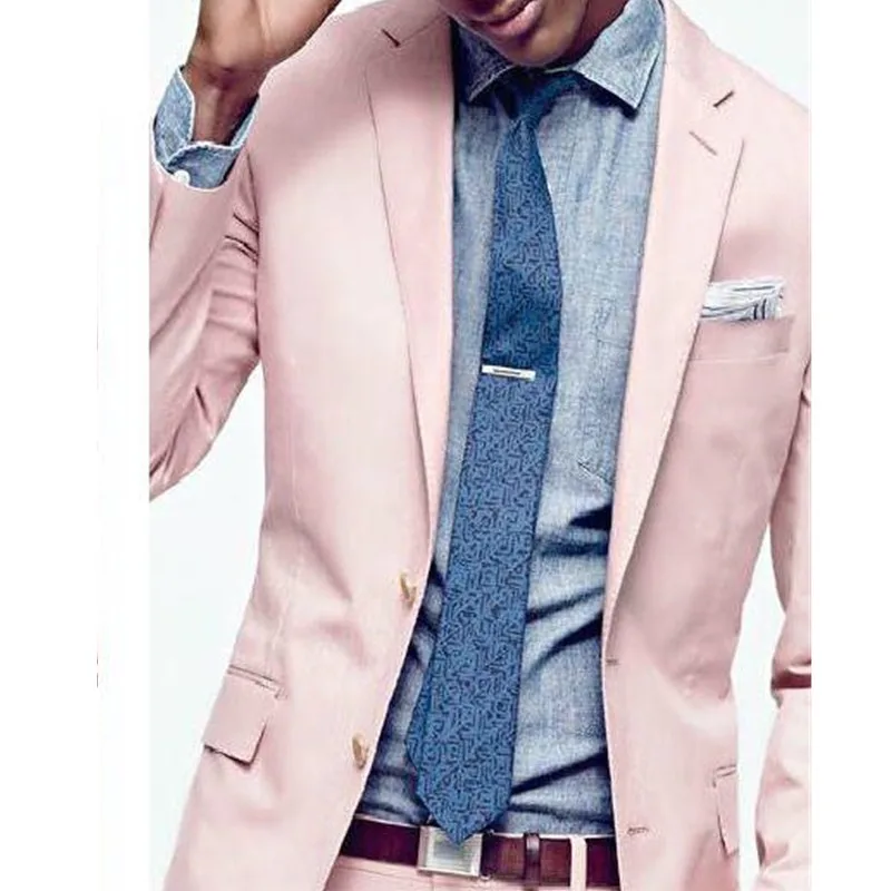 Модный светло розовый мужской костюм приталенные мужские костюмы повседневный
