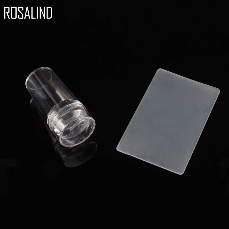 Лак для ногтей ROSALIND прозрачный силиконовый скребок стемпинга с крышкой пластины