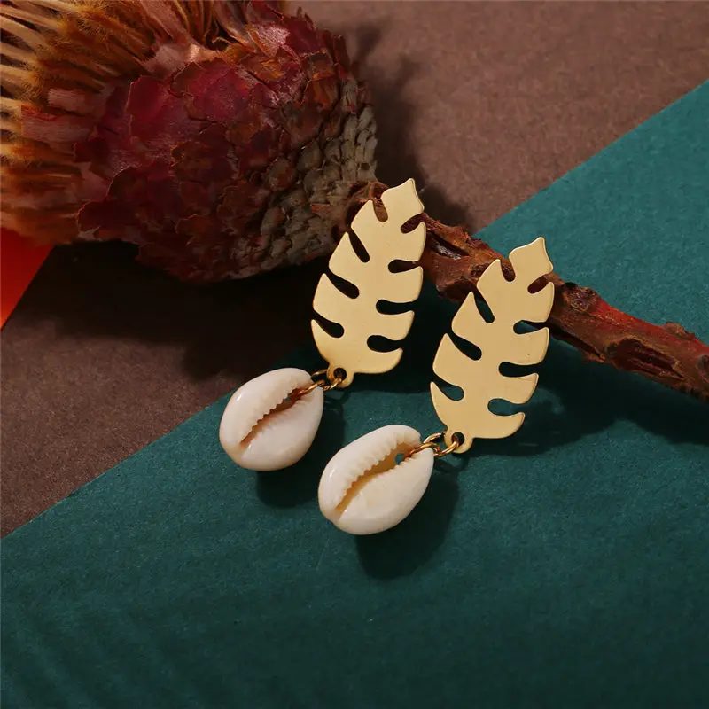 IF ME винтажные золотые серьги из натуральной морской ракушки для женщин 2019 летняя