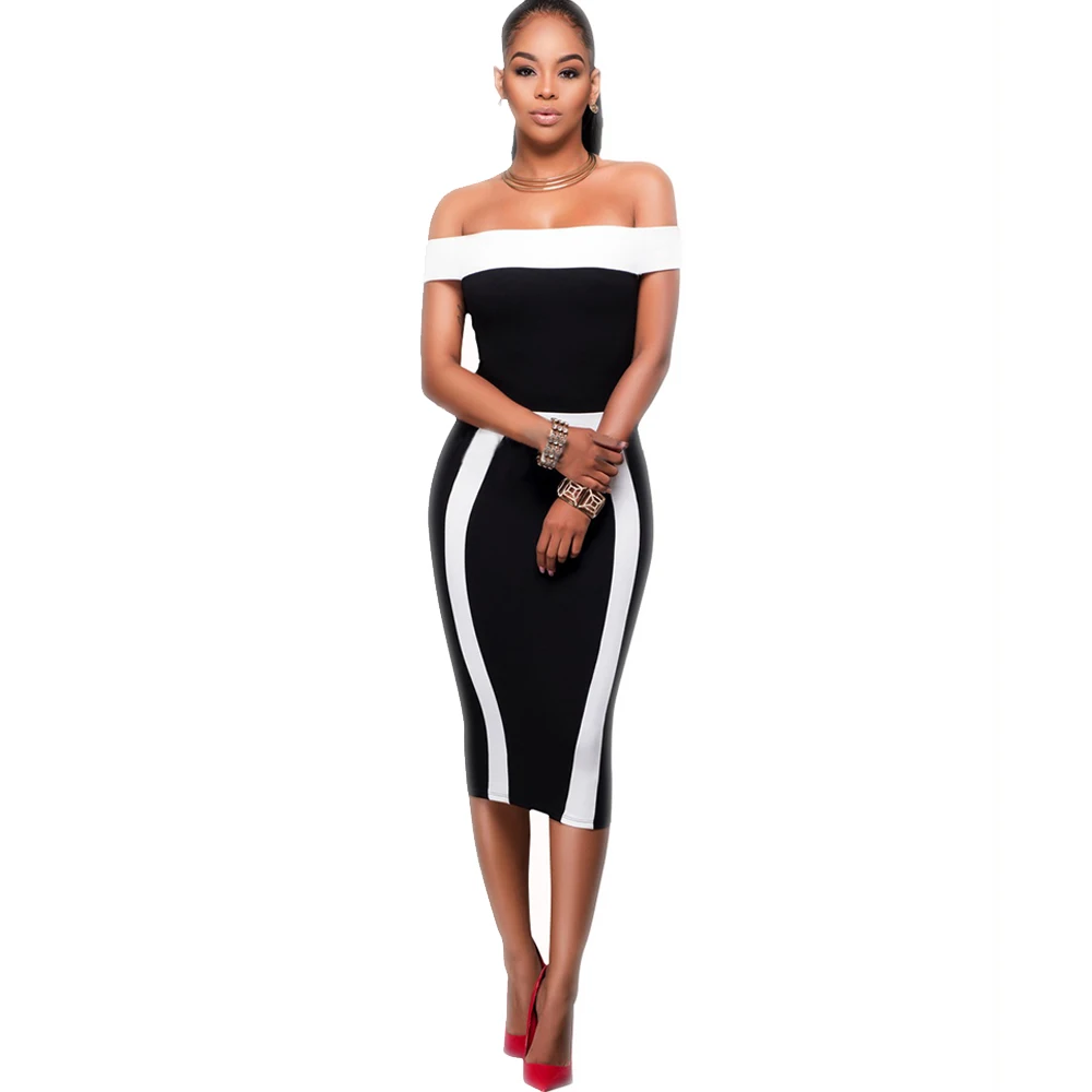 SARETOMIAS Горячие продажа Лето Dress Женщины С плеча Slash шея Sexy Карандаш женские платья |