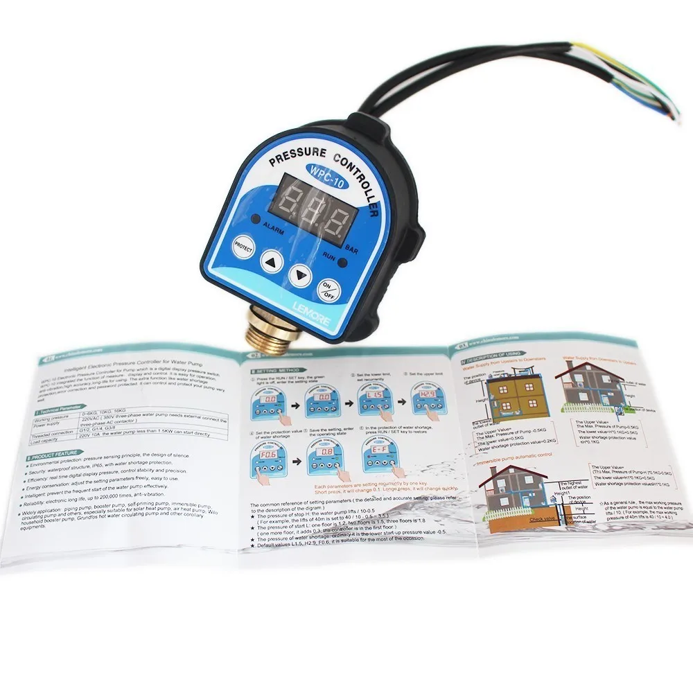 Digital Pressure Control Switch WPC 10 Display Eletronic Controller for Water Pump With G1/2" Adapter|control switch|controller controlcontrol