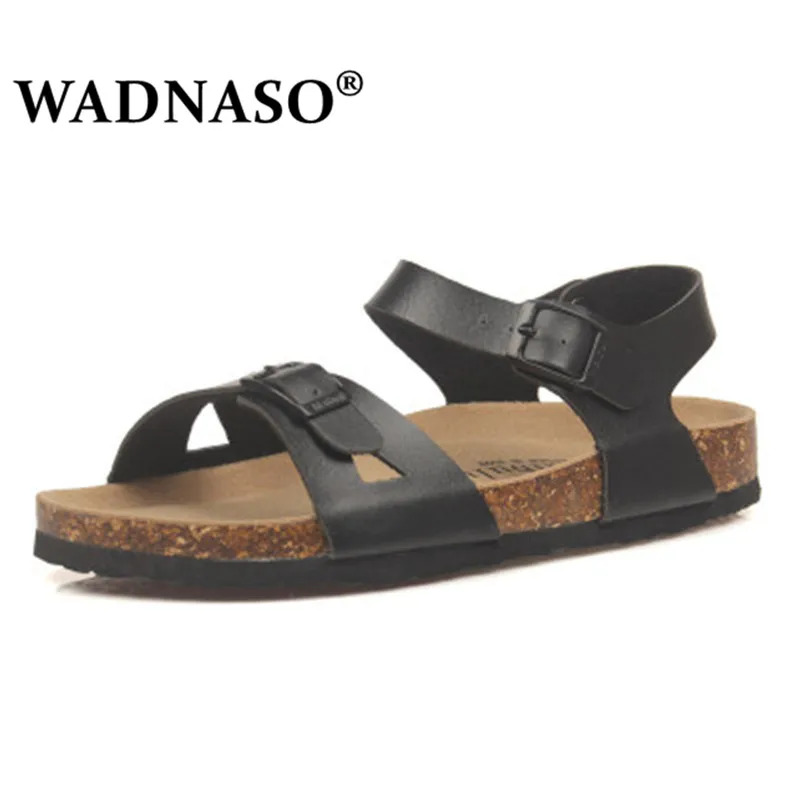 Fashion Double Buckle Cork Sandals Flats New Women Summer Beach Patchwork Casual Slipper Shoe drop Shipping pink black