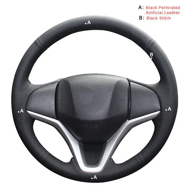 Artificial Leather Авто оплетка на рулевое колесо для Honda New Fit City Jazz HRV HR-V Vezel- крышка колеса автомобиля - Название цвета: Artificial Leather