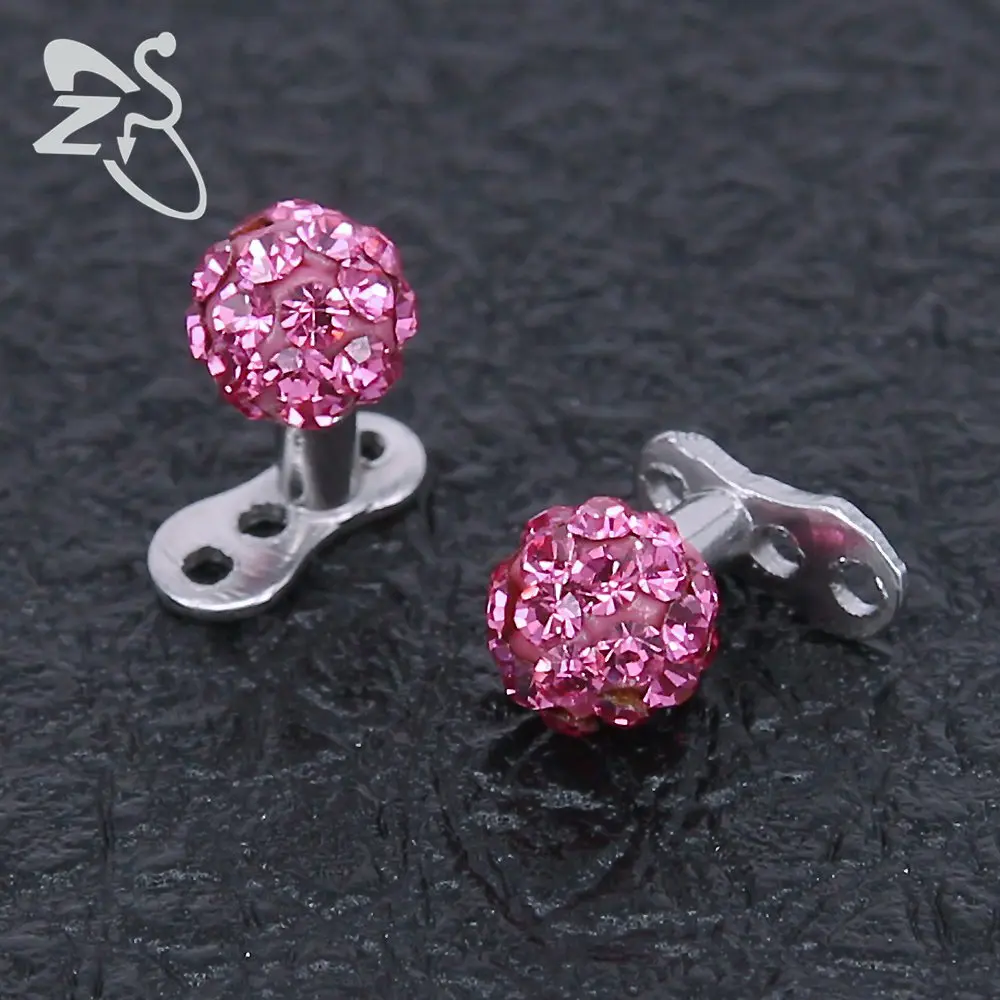 2 шт. подвеска для пирсинга с фианитами нержавеющая сталь 316L|skin diver|dermal anchordermal piercing