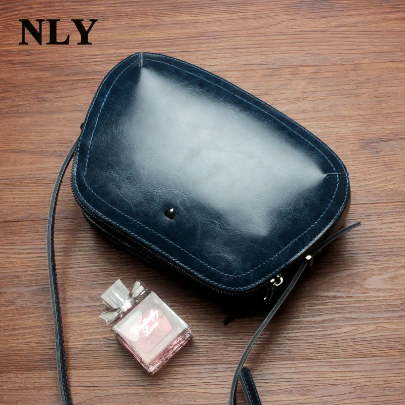 Винтаж кожа двойной молнии Для женщин сумка Дамы Crossbody Повседневное | Багаж и