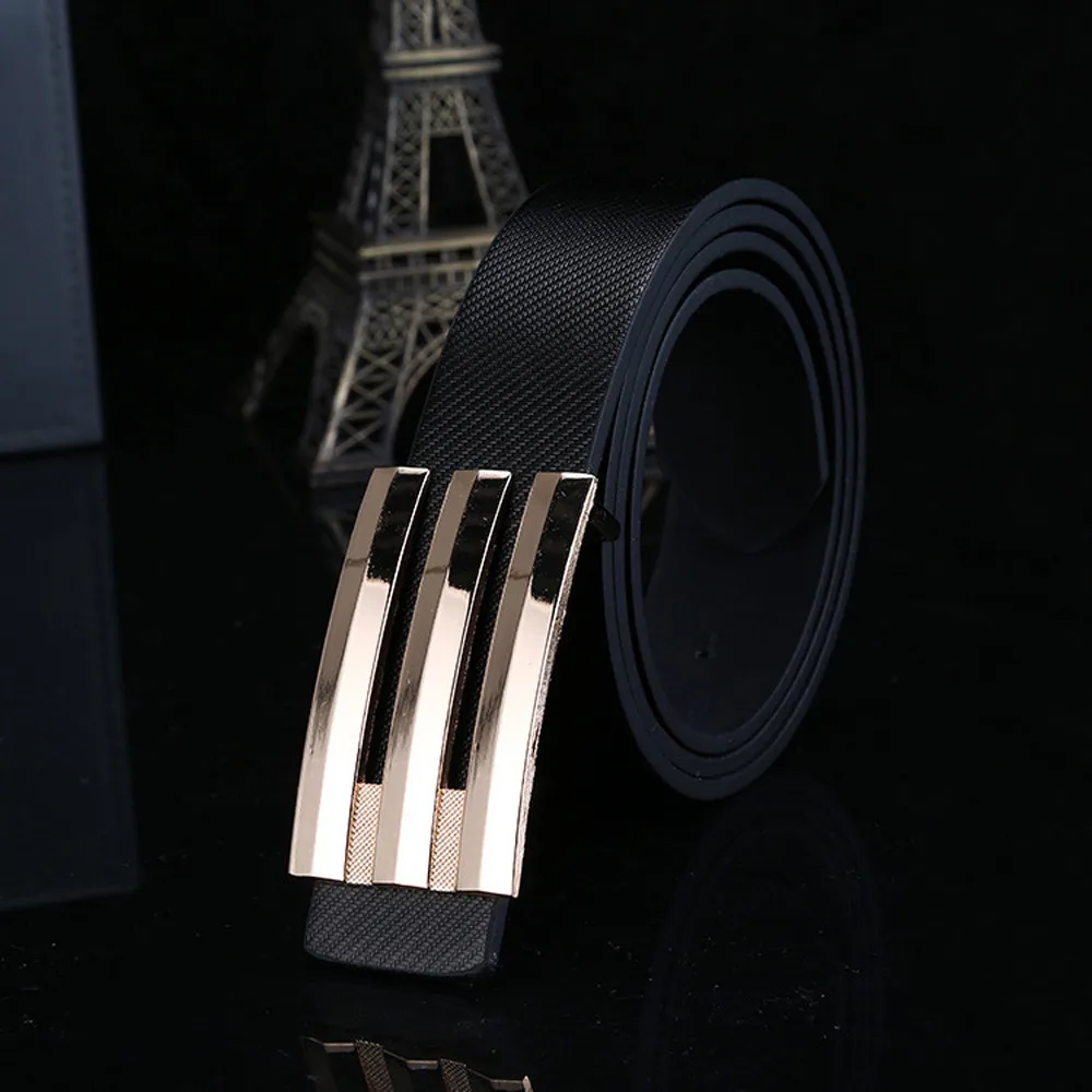 

Fashion unisex belt smooth buckle belt solid color wide Automatic Buckle Leather Waist Strap Belts Buckle Belt Y621