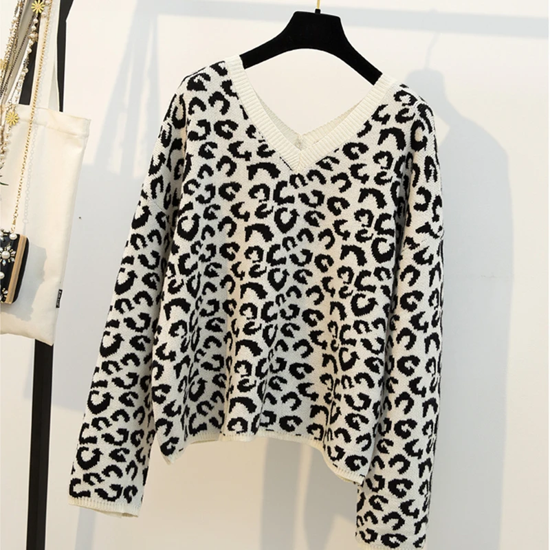 Женский свитер с леопардовым принтом Flectit сексуальный длинным рукавом и