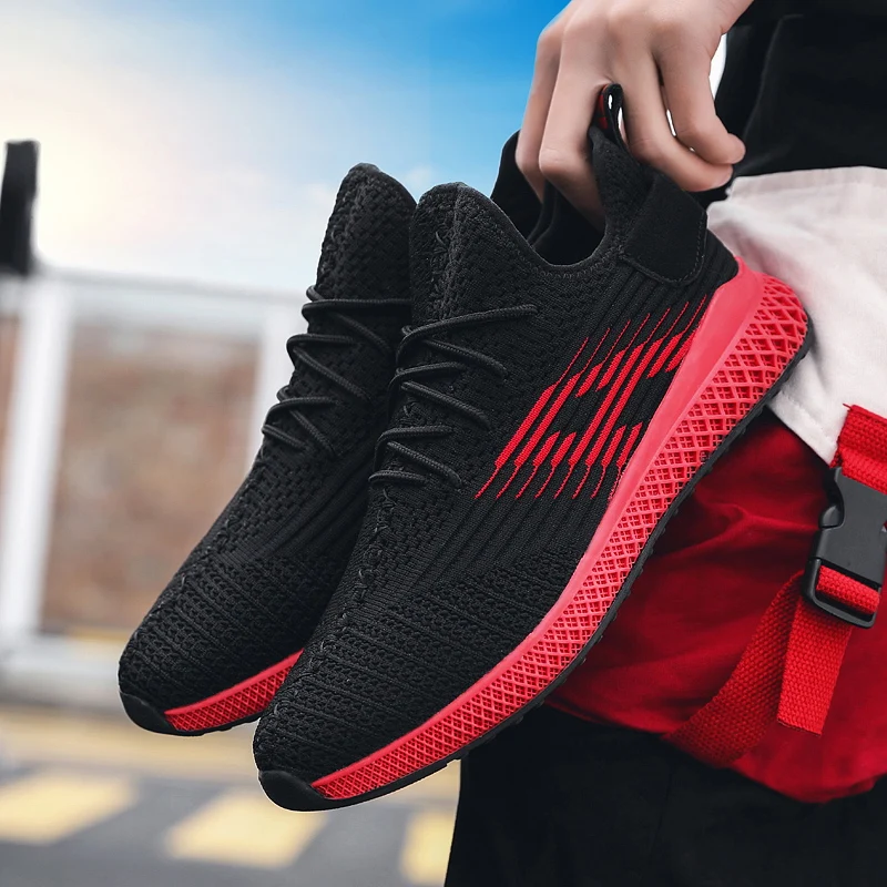 Summer Running Shoes For Men 2019 Sport Sneakers Homme Breathable Slip On Non-Slip Casual Red Black Green | Обувь
