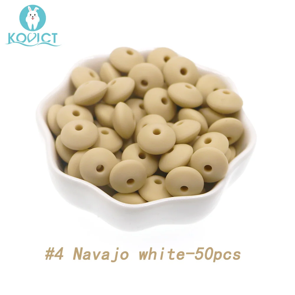 NO.4 50pcs Kovict 50 шт./лот Детские чечевицы, силиконовые бусины, чечевица, 12 мм, детский прорезыватель, сделай сам, пустышка, зажим на цепочке - Цвет: NO.4 50pcs