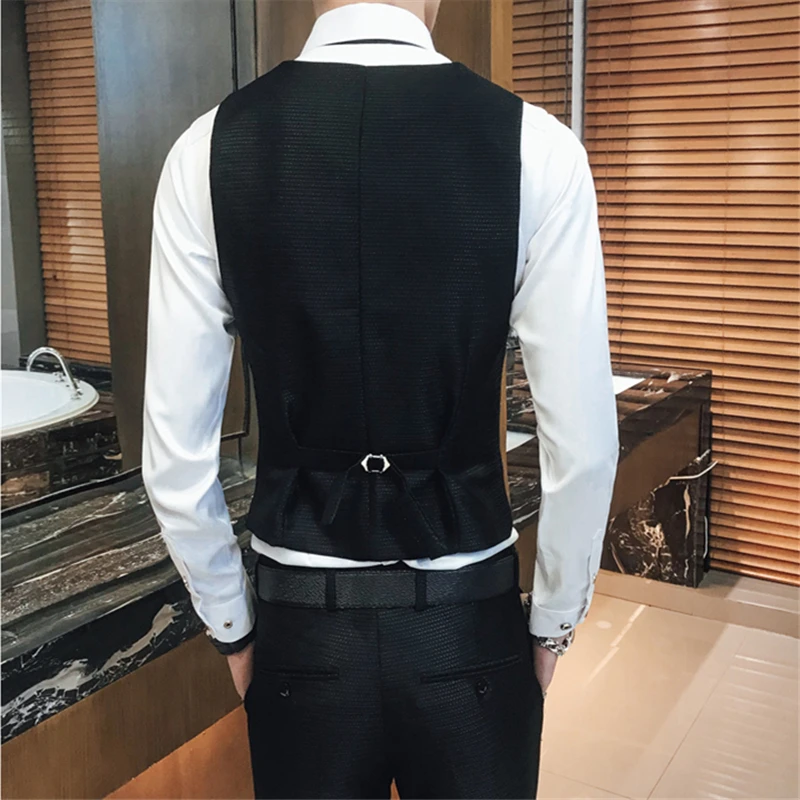 High quality vest men + pants business casual mens Waistcoat vests Slim fit S M L XL XXL XXXL | Мужская одежда