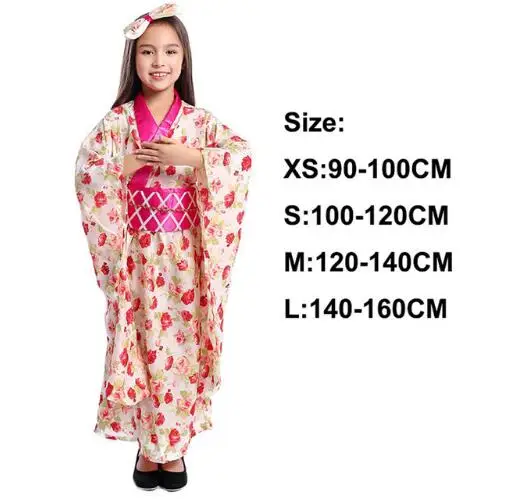 Japanese Kimono Детское традиционное японское кимоно Гейша Косплей Костюм азиатские девушки аниме Хэллоуин вечерние детская одежда - Цвет: Japanese Kimono