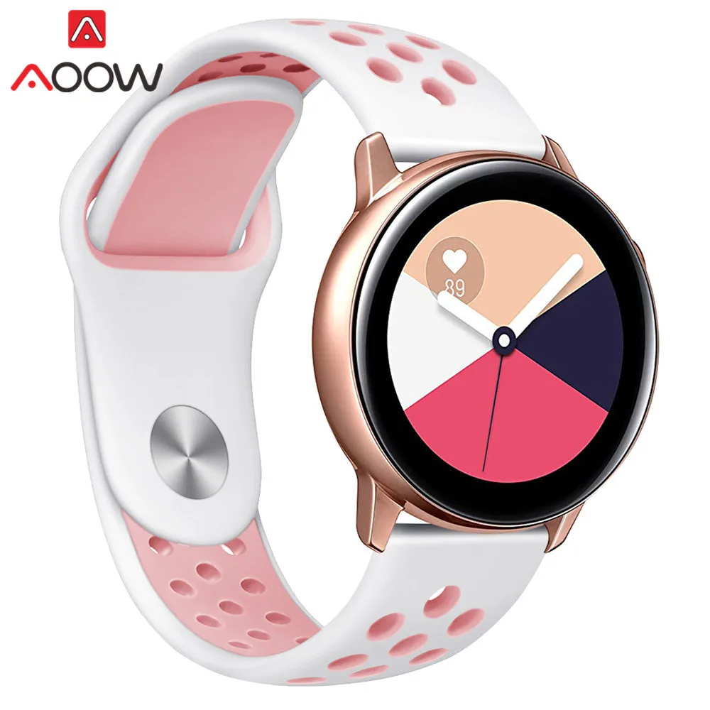 20 мм силиконовый спортивный ремешок для samsung Galaxy Watch Active 42 мм gear S2 Amazfit bip Мягкий ТПУ дышащий браслет ремешок
