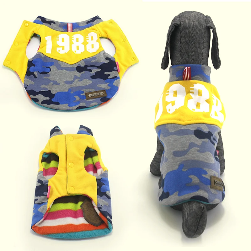 Новая зимняя одежда для собак Двусторонняя Теплый жилет камуфляжная верхняя